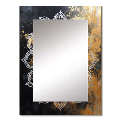 White And Gold Mandala III - Boho Mandala Unique Wall Mirror Decor, Traditional Large Mirror, Printed Metal Art