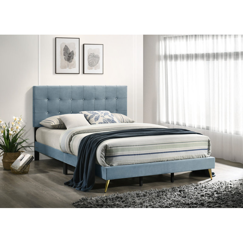 Albali Upholstered Bed, Light Blue, Kingsize (5')