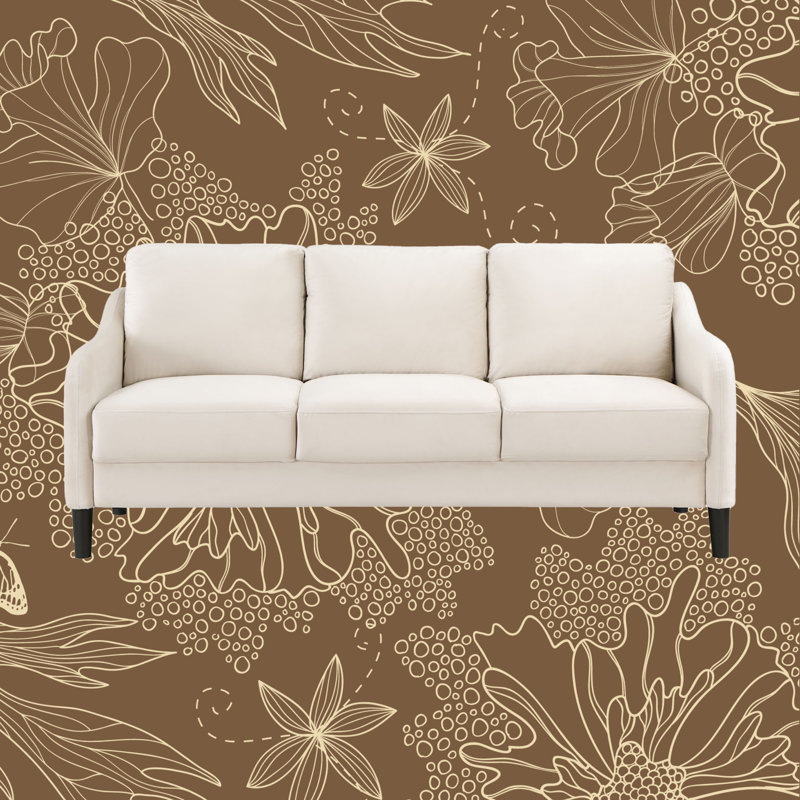 Canapé en velours l 73,22 po Mialacs, Beige