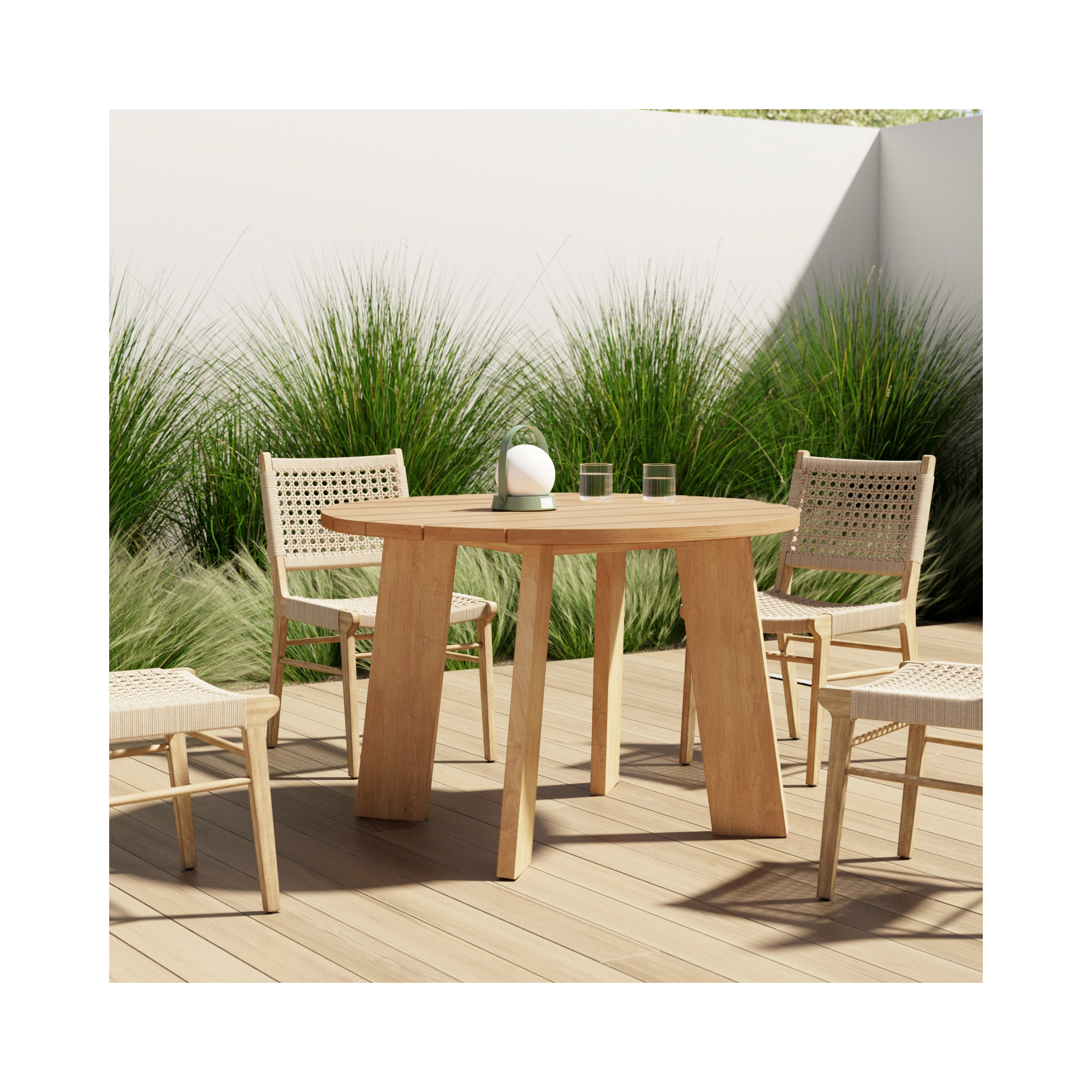 Pernelle 47" Round Outdoor Dining Table, Natural/Natural