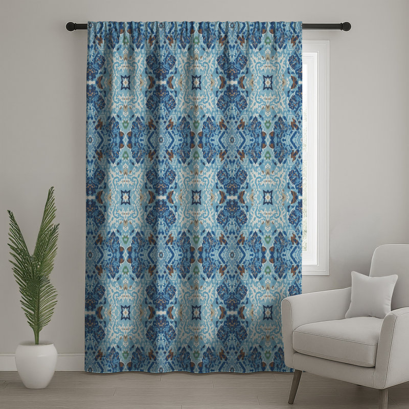 Rideaux kaléidoscope bleu, 50 po x 92 po - 1 panneau, Transparent