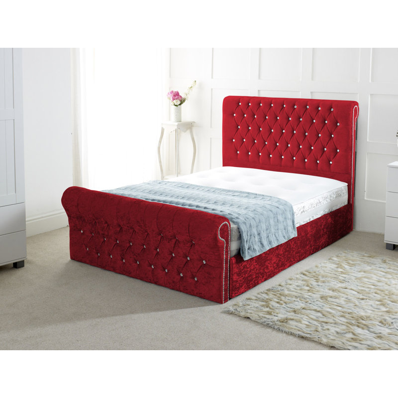 Brandi Upholstered Bed, Double (4'6), Red