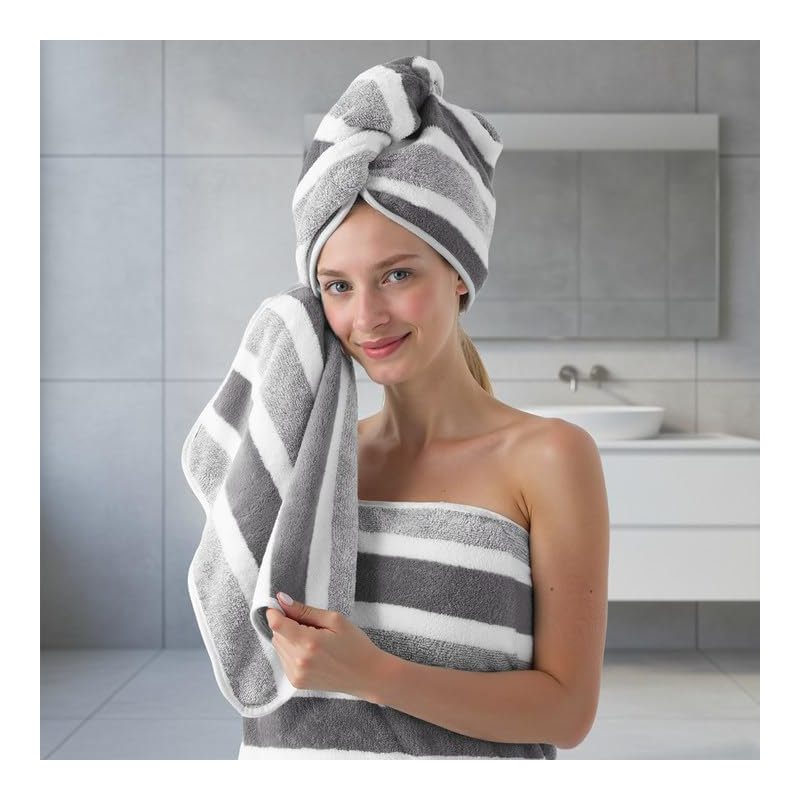 6-Piece Oversized Microfiber Bath Towel Set – Ultra Soft, Highly Absorbent, Quick Dry, Fade Resistant for Bathroom, Spa, Gym & Pool