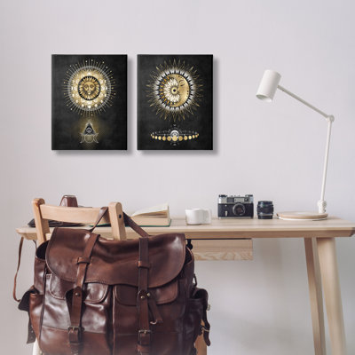  «Astral Eye & Moon Phases», ensemble de 2 toiles murales par Oliver Jeffries