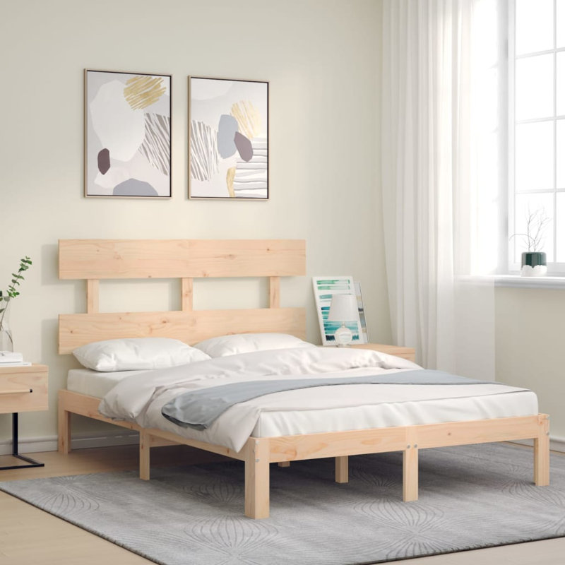 Bed Frame with Headboard, Natural, 120 x 190cm