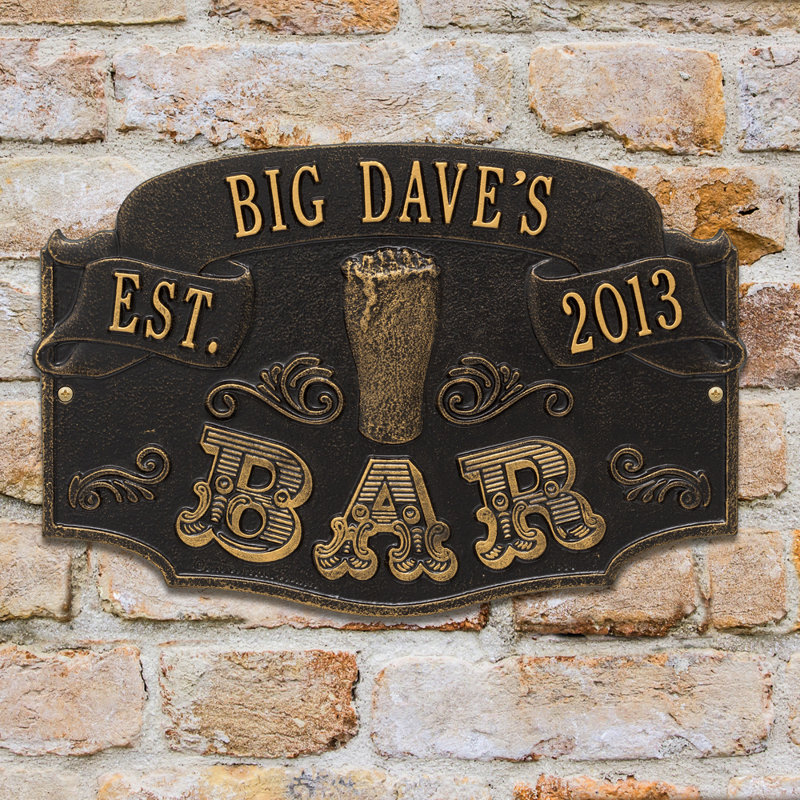 Established Bar 3-Line Wall Décor, Black Gold, Yes
