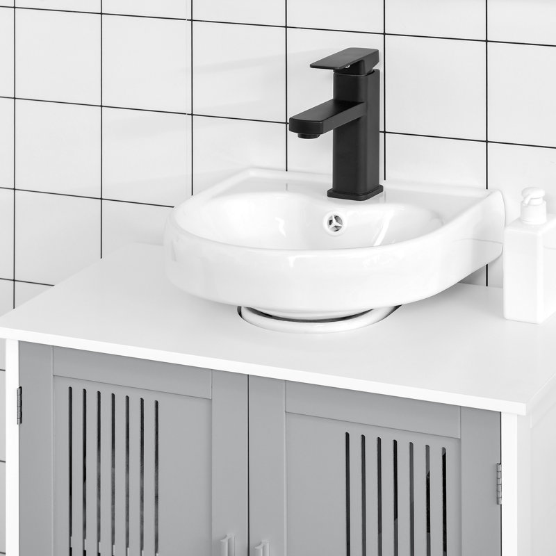 Armoire de rangement pour salle de bain sous le lavabo en gris / blanc