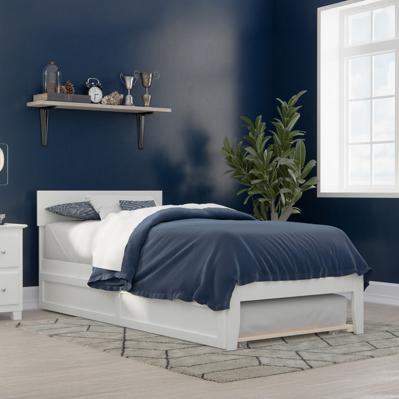 Lit plateforme avec lit gigogne Akiva, Gris, Simple TG