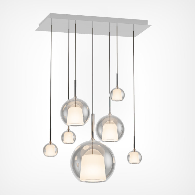 Glo Rectangular Chandelier 7 Pendants, Transparent