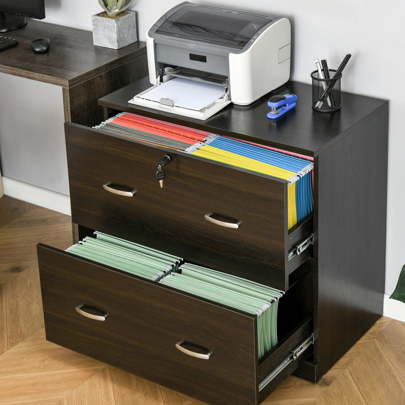 Home Office File Storage Cabinet, 2 Drawers, Locked, Walnut, 110 Lbs Capacity, 29.92"W X 16.5"D 28.53"H 2 With Lock, Of Items 29.92" W 16.5" D 28.53" H, Document Management