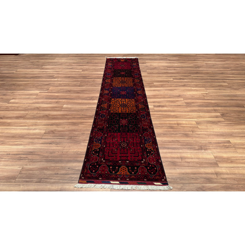 Tapis en laine et coton rouge noué à la main Original