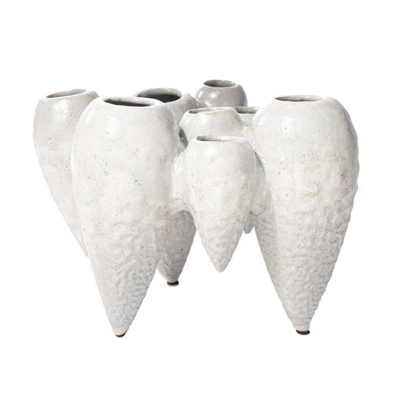 Vase de table en céramique 7 ", Ivoire