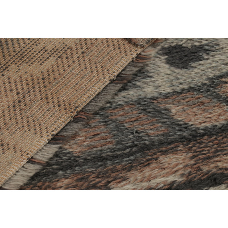 Vintage Swedish Rya Rug, Scandinavian Geometric Patterns In Gray - Rug & Kilim