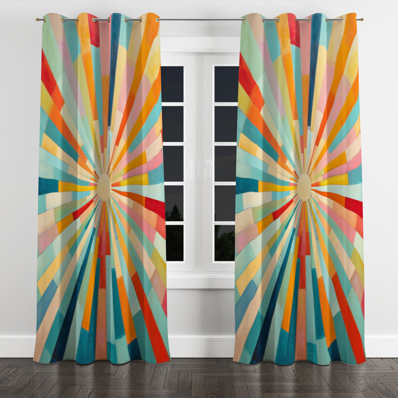 Rideau coloré occultant coloré avec œillets Mid Century Century, L 52 po x L 108 po, Œillets dorés