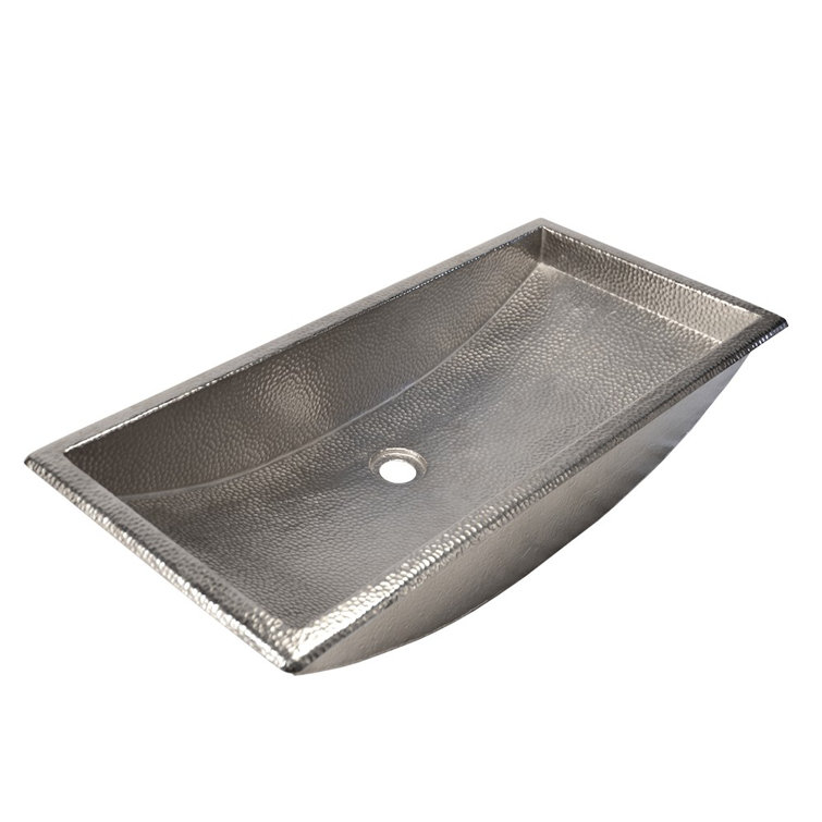 Trough Copper Hand Hammered Rectangular Undermount Bathroom Sink