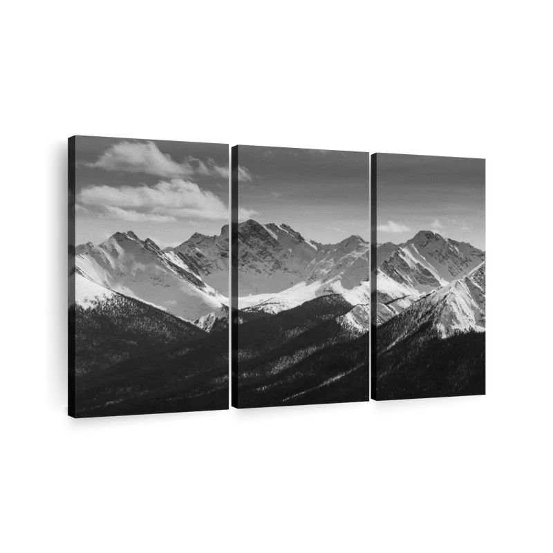 Montagnes Rocheuses monochromes - 3 pièces, H 28 po x l 45 po x P 1,25 po