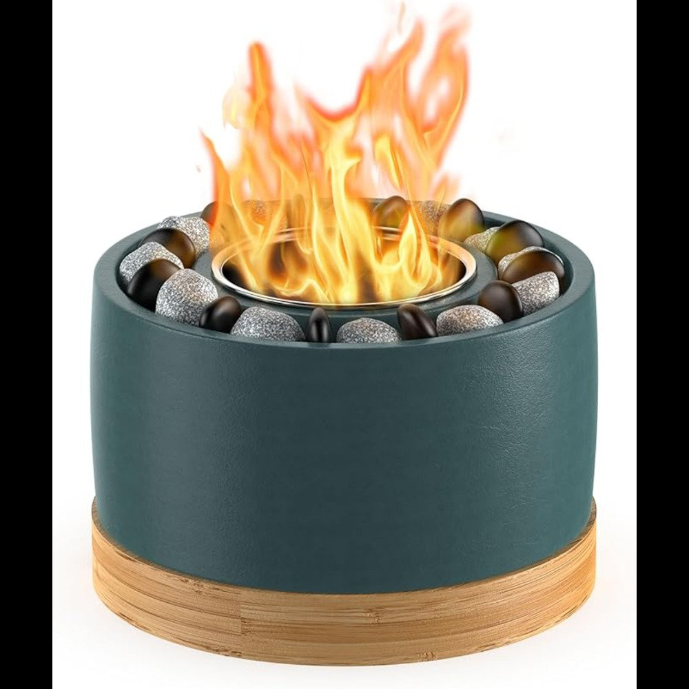 Tabletop Fire Pit - Smokeless Alcohol Fuel Fireplace With Realistic Tree Stump Design