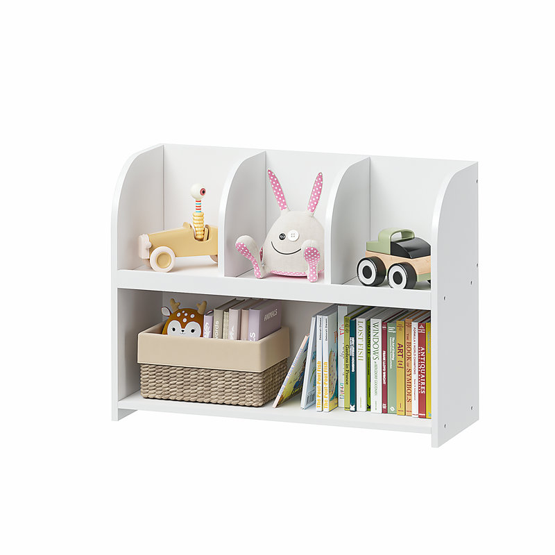 Bibliothèque de rangement avec 4 compartiments, étagère de rangement, support, tablette de rangement pour jouets, convenant à une chambre d'enfant, une salle de jeux, une chambre de bébé