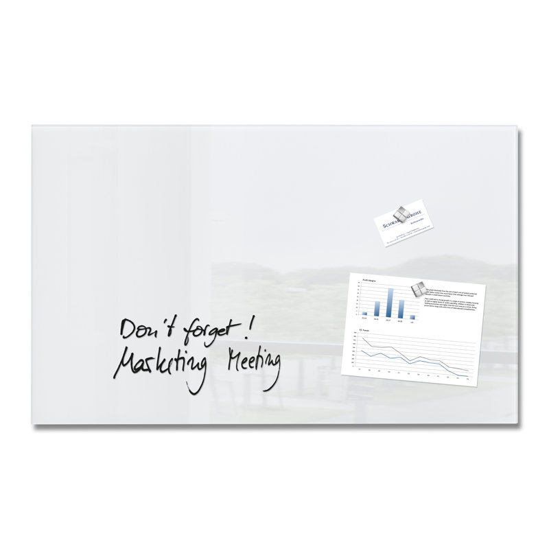 Artverum Wall Mounted Glass Board, 48cm H x 78cm W x 78cm L, White