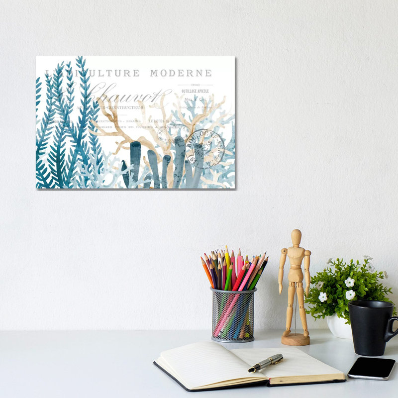 Coral Cove Blue I by Kimberly Allen - Wrapped Canvas Print, 20.32cm H x 30.48cm W x 1.91cm D