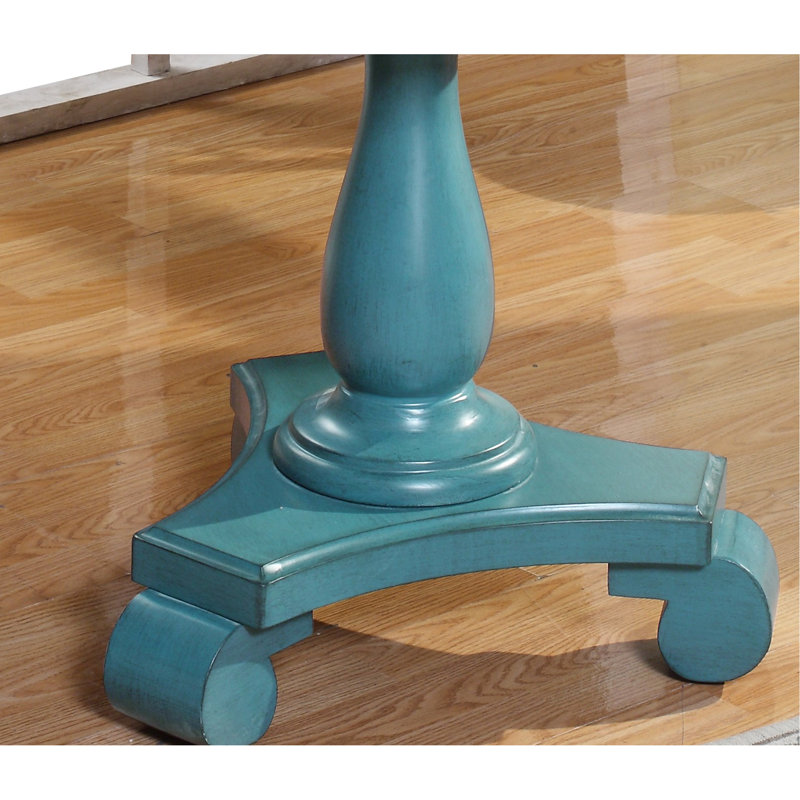 Table d'appoint sarcelle - pratique et élégante, H 26,5 po, diamètre 26 po, bois gracieux bleu, Sarcelle