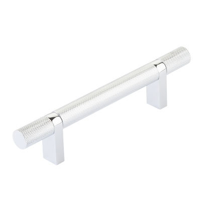 Emtek Select Cabinet Pull 4" C-C, Rectangular Bar Stem, Knurled Bar