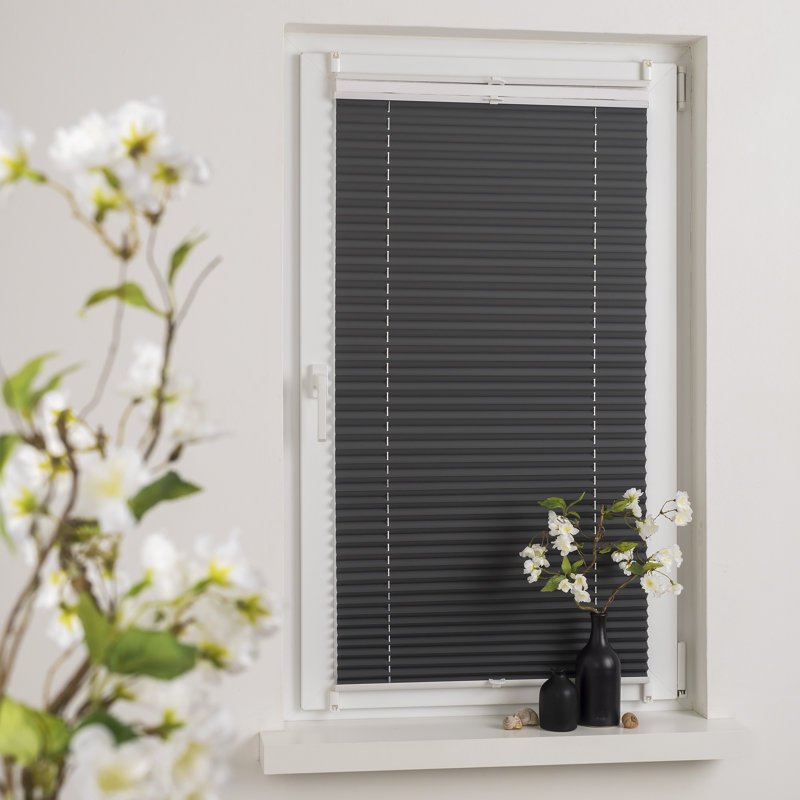 Cordless Blackout Pleated Shade, 130cm L x 100cm W, White/Anthracite