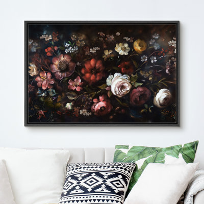 Rustic Floral " Rustic Flowers Bouquets Floral Botanical Framed Artwork Living Room Pictures "