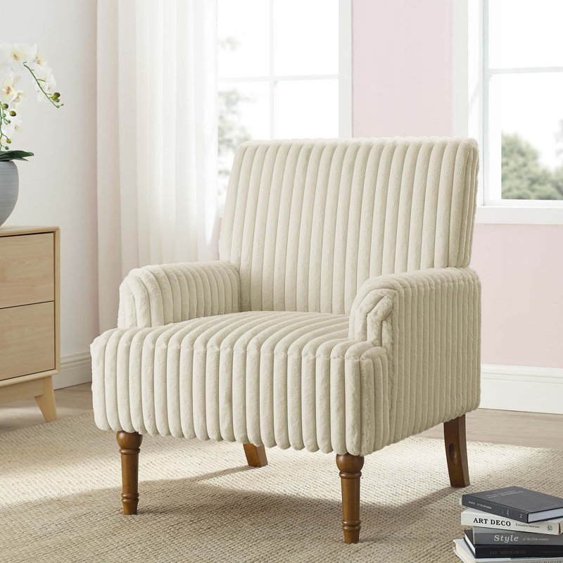 Chaise d'appoint moderne avec velours côtelé moelleux et silhouette intemporelle, Beige