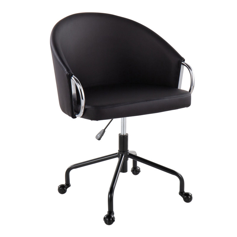 Chaise de travail contemporaine en métal et similicuir avec détails métalliques