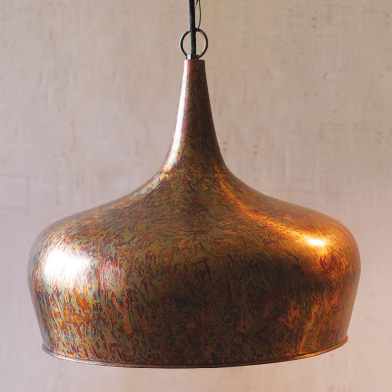  Lampe suspendue en métal brun H 16 po - Finition industrielle rustique, éclairage décoratif