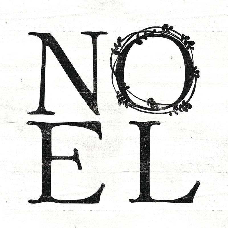 Noel Black Wreath Distressed - Wrapped Canvas Print, 76cm H x 76cm W x 3.8cm D
