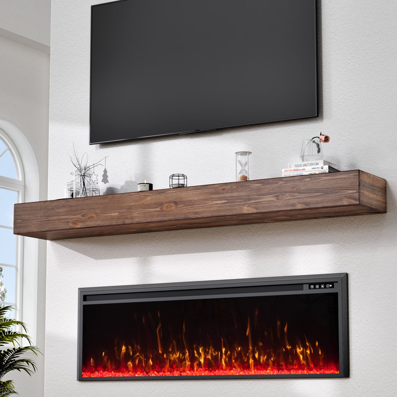 Fireplace Mantel, 72", Dark Brown Wood
