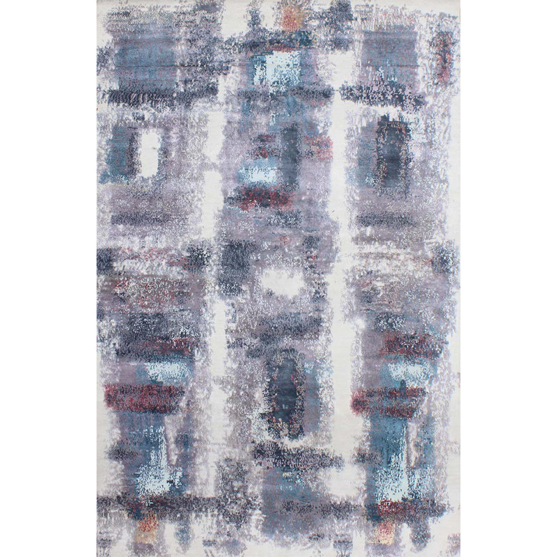 Hand-Knotted GREY / NATURAL Area Rug, Rectangle 6' x 9'
