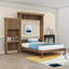 Grand lit escamotable en bois avec tablettes, conception classique à persiennes-349854144
