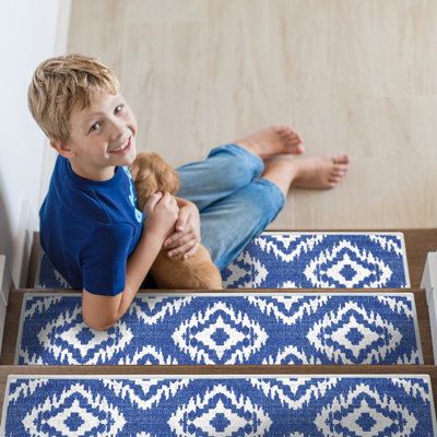 Tapis d'escalier intérieur antidérapant 9 po x 28 po Tetra - 70% coton