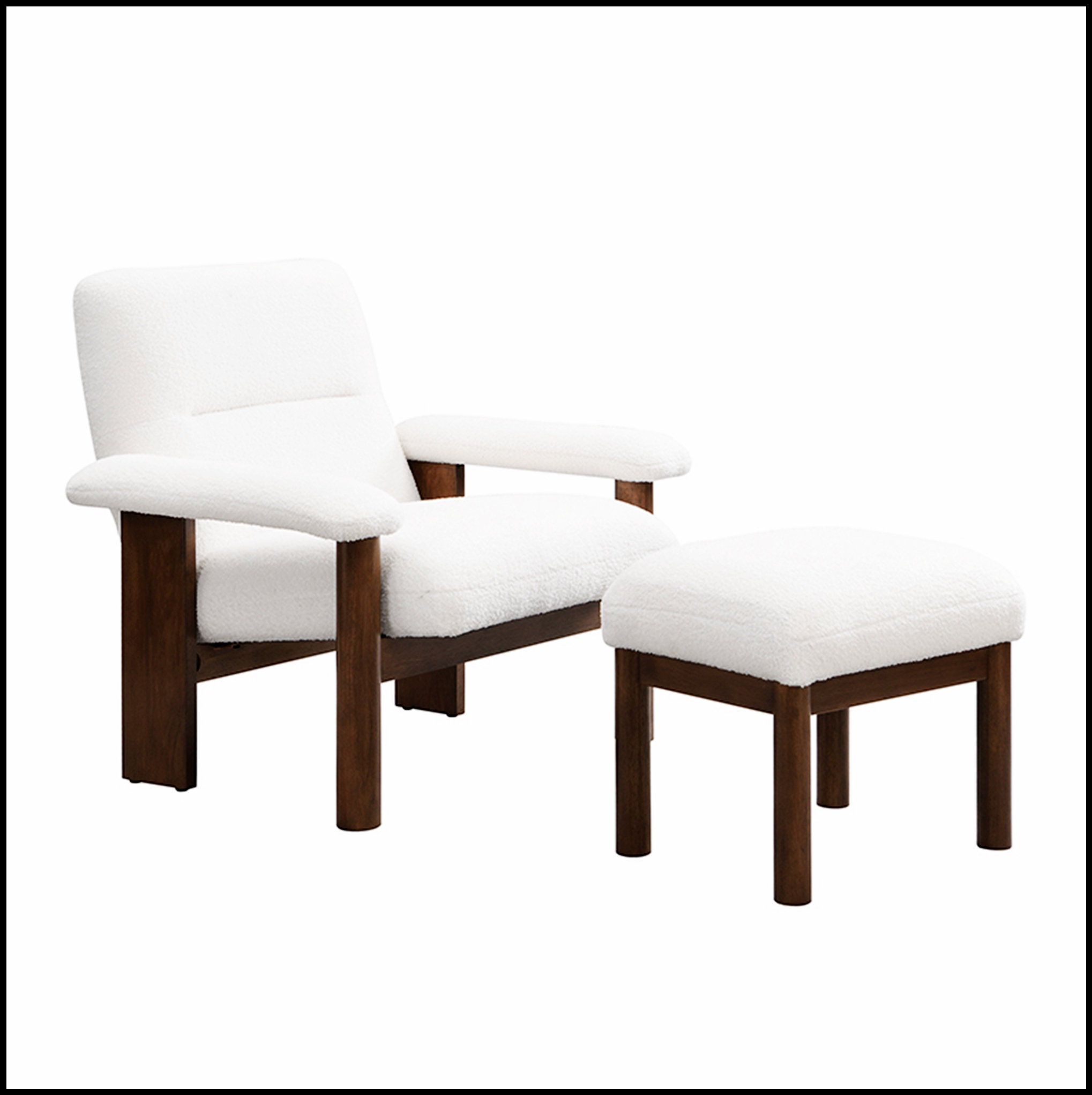 Ebern Designs Modern Accent Chair with Ottoman, Mid Century Lounge ...