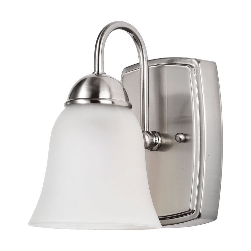 Elegant Alabaster Glass Vanity Sconce in Brushed Nickel, Dimmable