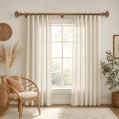 Ensemble de 2 tringles à rideaux réglables en bois Boho