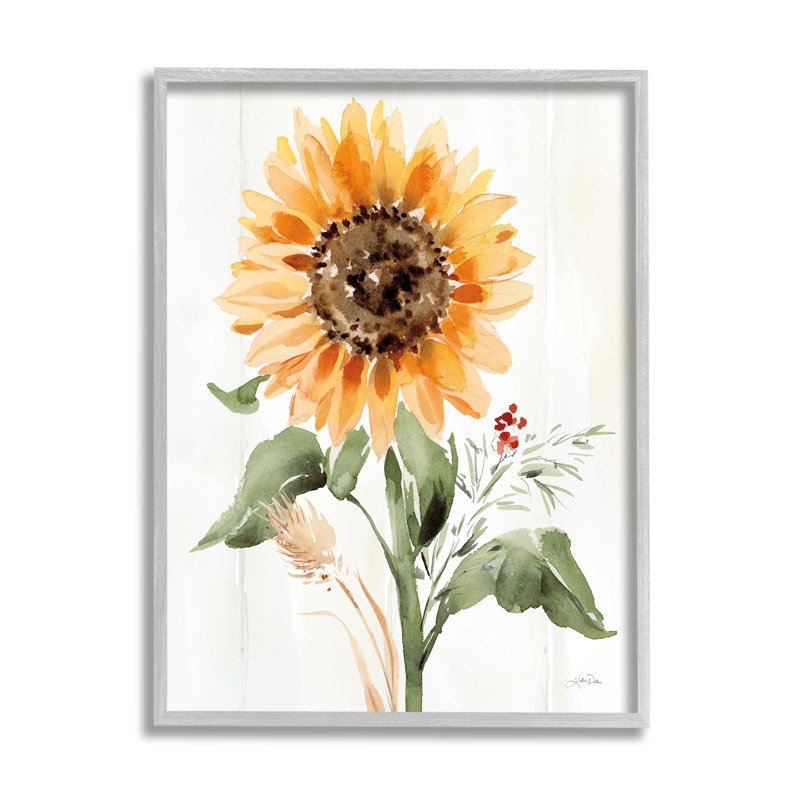 Country Country Sunflower Botanicals par Katrina Pete - Peinture sur bois, H 14 po x l 11 po x P 1,5 po