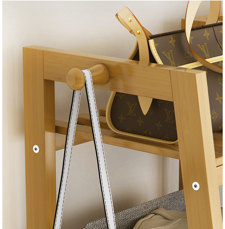 Bamboo Freestanding Garment Rack – Multifunctional Organizer with Shelves