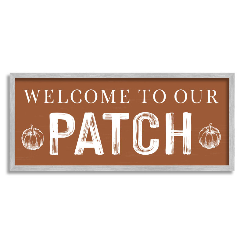 «Stupell Industries Welcome Pumpkin Patch», estampe numérique encadrée, lettrée et doublée, Estampe numérique Farmhouse