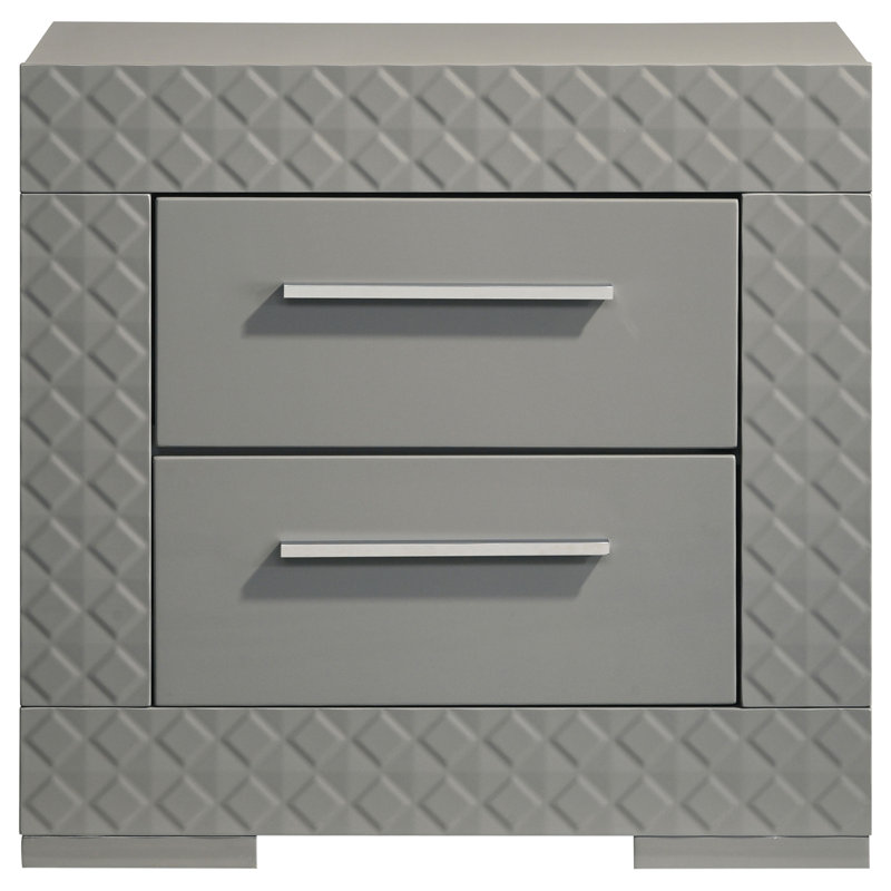 Table de chevet 2 tiroirs Pierce Grey, Gris