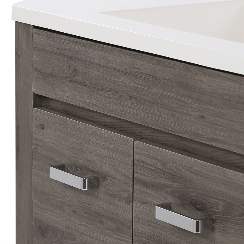 60.5" Double Bathroom Vanity With Cultured Marble Top, Dark Oak