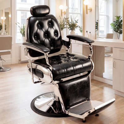Fauteuil de salon professionnel robuste inclinable à 135 °, pivotant à 360 °, fauteuil de coiffeur hydraulique à hauteur réglable, appui-tête et repose-pieds
