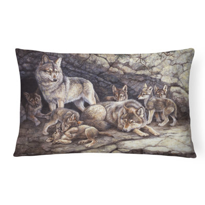  Coussin intérieur / extérieur Wolf Wolves by the Den