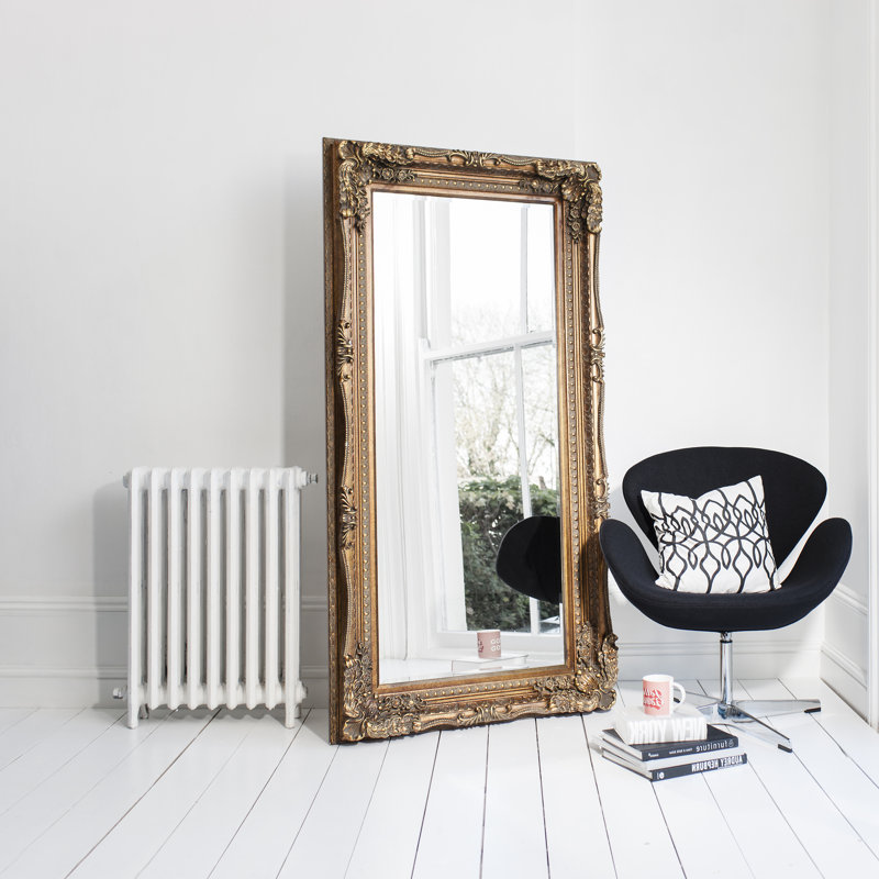 Lapeer Wood Flat Mirror, 177cm H x 91cm W x 12cm D, Gold