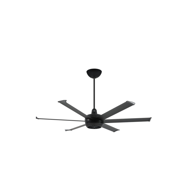 Turbo6 Smart Downrod Ceiling Fan, Black, Powdered Aluminum