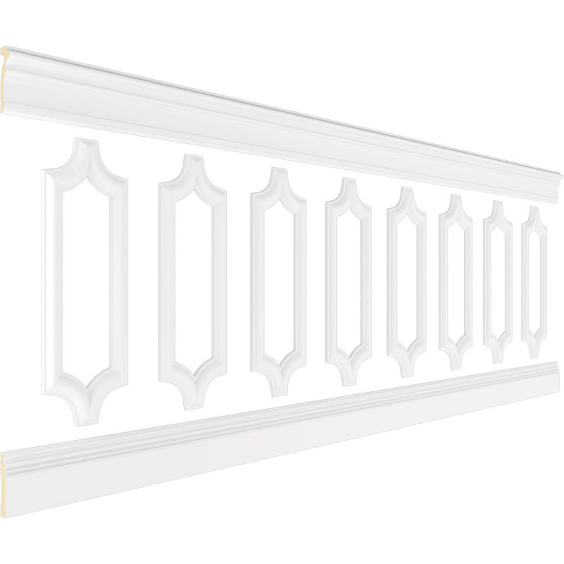 94 1/2"L Ashford Scalloped Panel Traditional Wainscot Panelling Kit