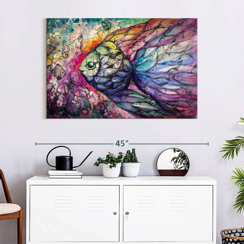 Abstract Rainbow Fish, 26" H x 39" W
